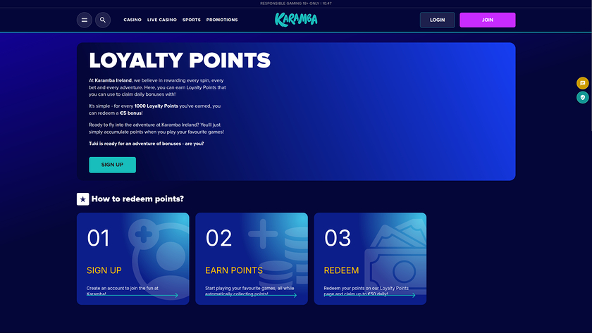 Programme VIP de bureau du casino Karamba