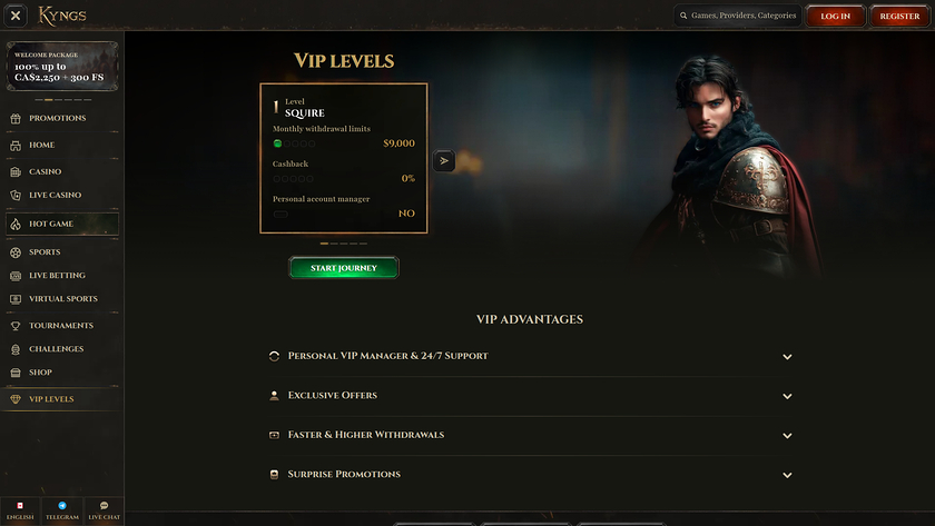 Programme VIP pour ordinateur de bureau du casino Kyngs