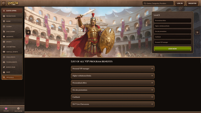 Programme VIP du casino Lanista