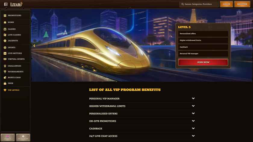 VIP-программа казино Lizaro