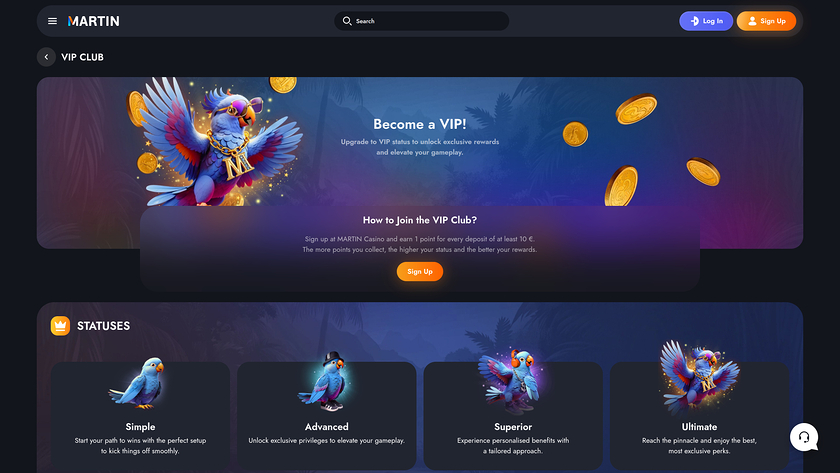 Martin Casino VIP Desktop