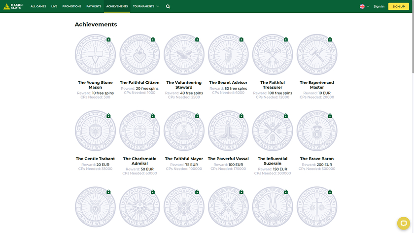 Programa VIP de escritorio de Mason Slots Casino