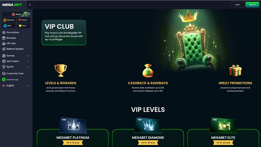 Programme VIP de bureau MegaBet Casino