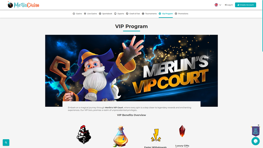 Programme VIP pour ordinateur de bureau du casino Merlin