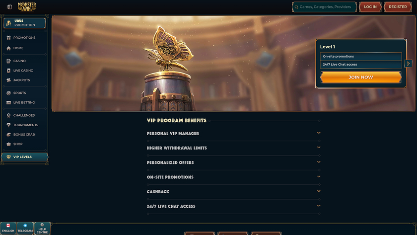 Monster Win Casino Desktop VIP Program