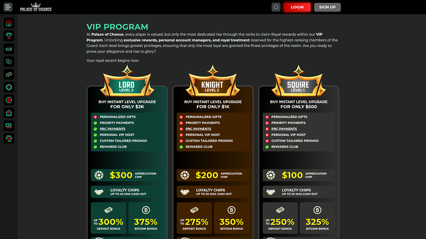 Palace of Chance Desktop VIP Program