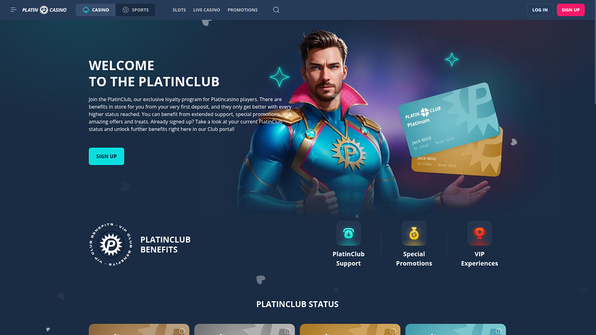 Programme VIP de bureau du casino Platine