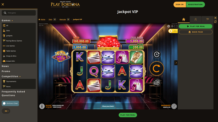 Programme VIP pour ordinateur de jeu Fortuna Casino