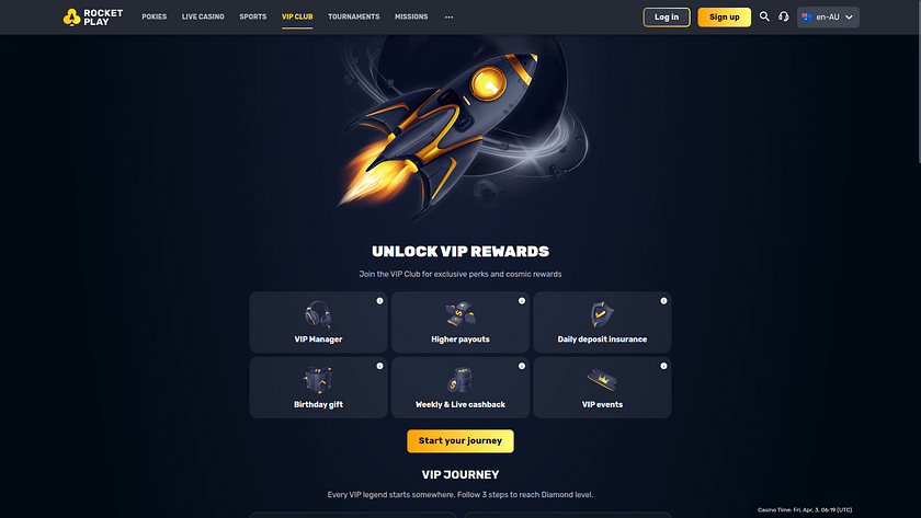 Programme VIP pour ordinateur de bureau du casino RocketPlay