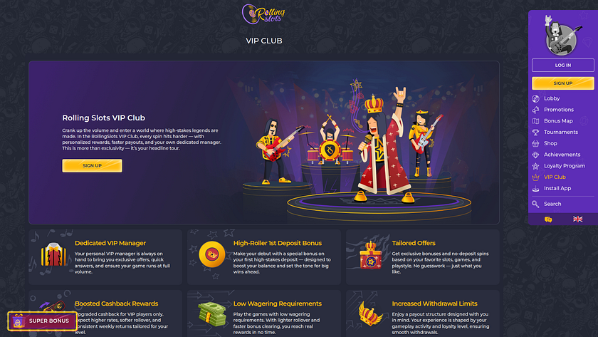 Programma VIP per la versione desktop di RollingSlots Casino