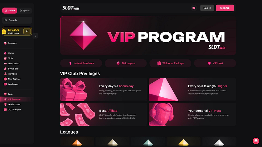 Page VIP du casino Slot.Win