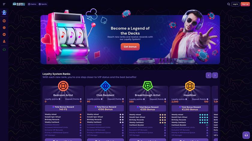 Page VIP du casino SlotsDj