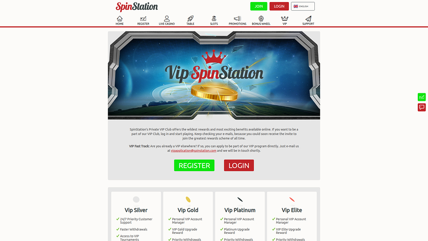 Programme VIP de bureau du casino Spin Station