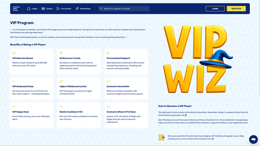 Spinwiz Casino Desktop VIP
