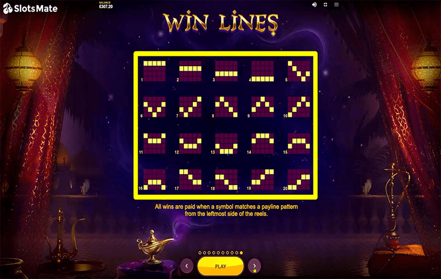 10001 Nights Scegli le linee di pagamento.