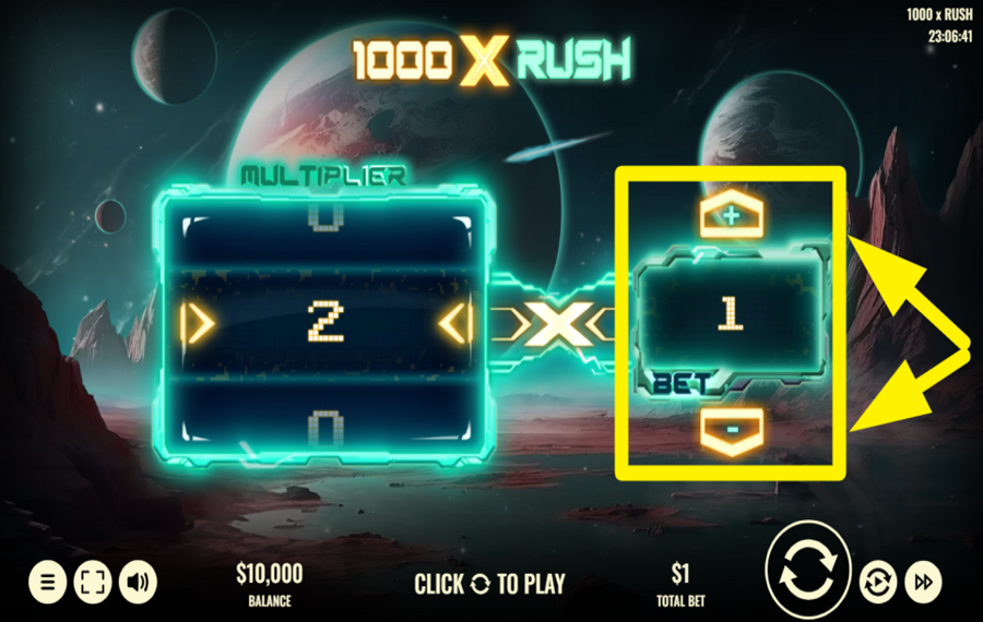 1000 x Rush ADJUST YOUR WAGER.
