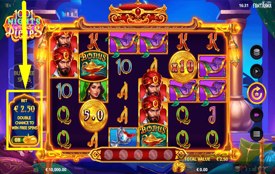 1001 Nights of Riches APPLY ANTE BET.
