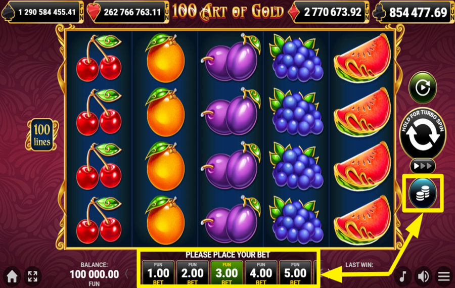 100 Art of Gold AJUSTEZ VOTRE MISE.