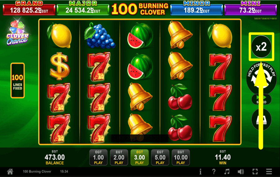 100 Burning Clover GAMBLE ON THE WINS.