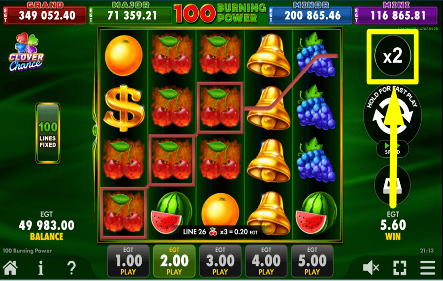 100 Burning Power Clover Chance BEGINNEN SIE MIT DEM SPIELEN.