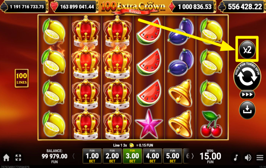 100 Extra Crown 6 reels ПОСТАВЬТЕ НА СВОЮ ПОБЕДУ.