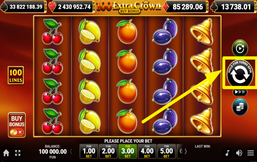 100 Extra Crown Buy Bonus ВРАЩАЙТЕСЬ, ЧТОБЫ ВЫИГРАТЬ!