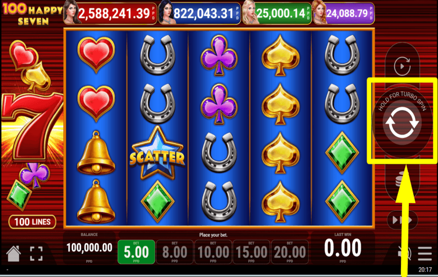 100 Happy Seven COMMENCEZ À JOUER.