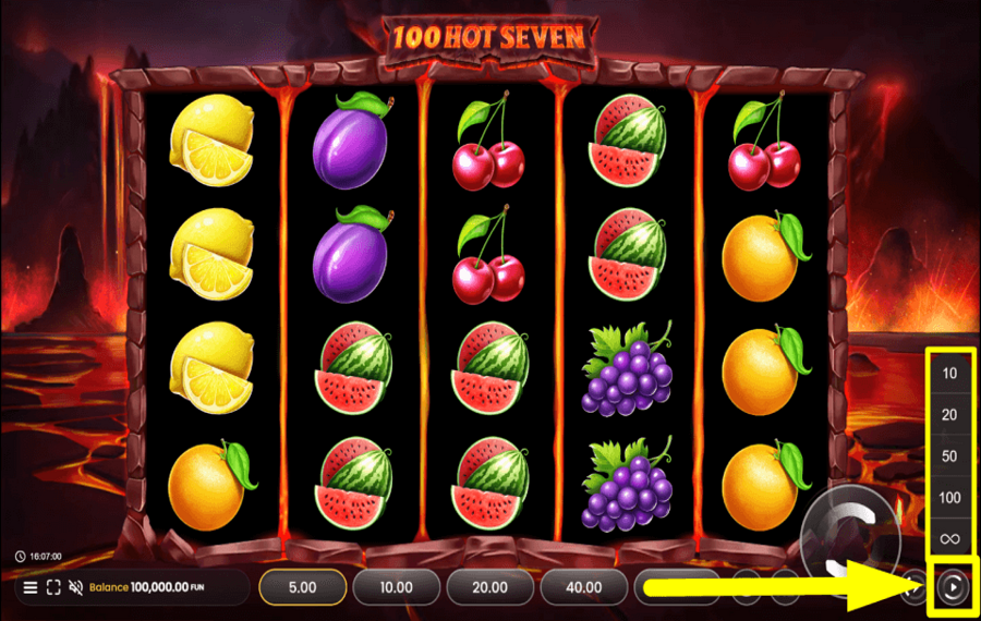 100 Hot Seven PROCEDI AUTOMATICAMENTE.