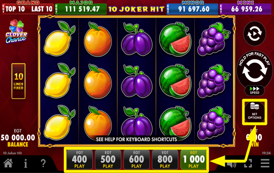 10 Joker Hit ADJUST YOUR WAGER.