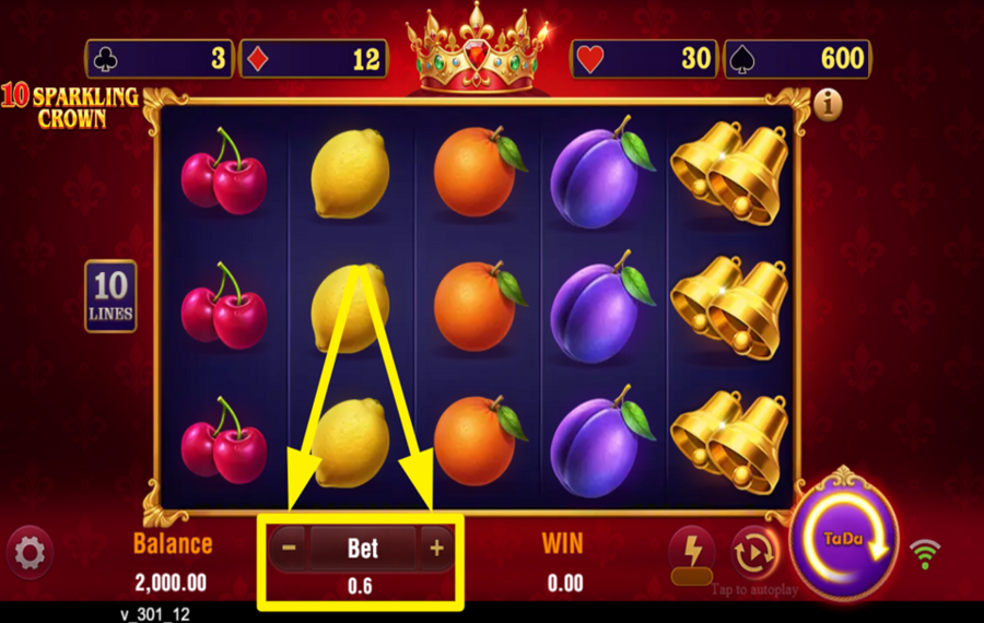 10 Sparkling Crown DETERMINE YOUR BET.