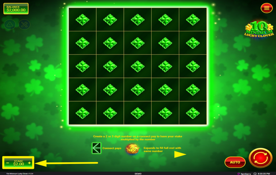 10x Minimum Lucky Clover Geben Sie Ihren Einsatz an.