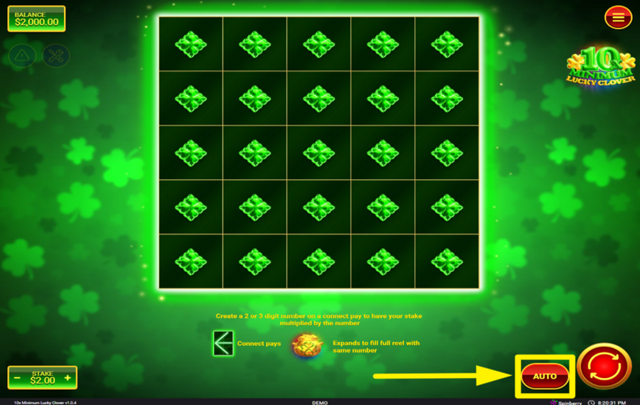 10x Minimum Lucky Clover NUTZEN SIE DEN AUTOMATISCHEN SPIN.