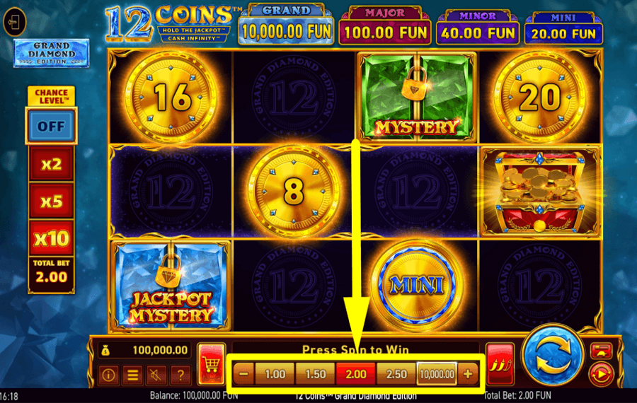 12 Coins Grand Diamond Edition ASSIGN YOUR WAGER.