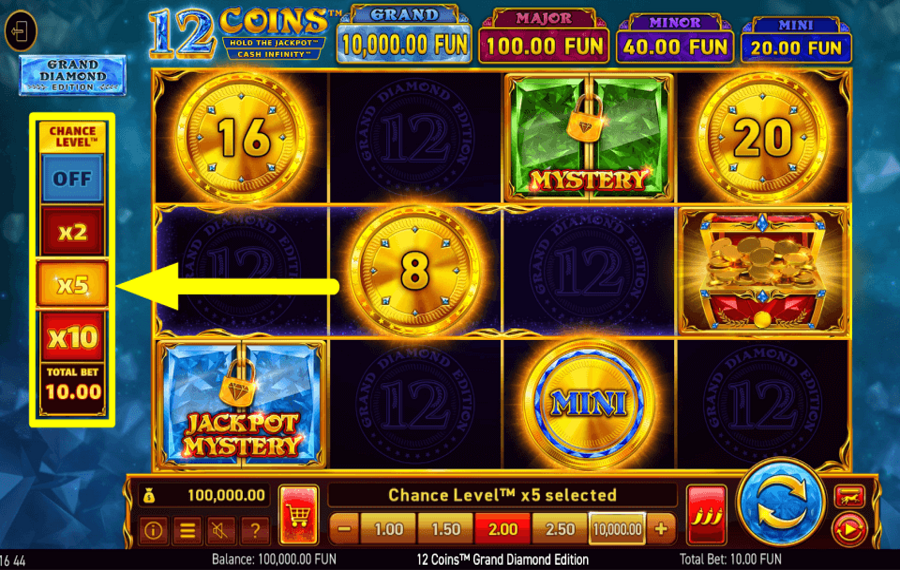 12 Coins Grand Diamond Edition APPLY AN ANTE BET.