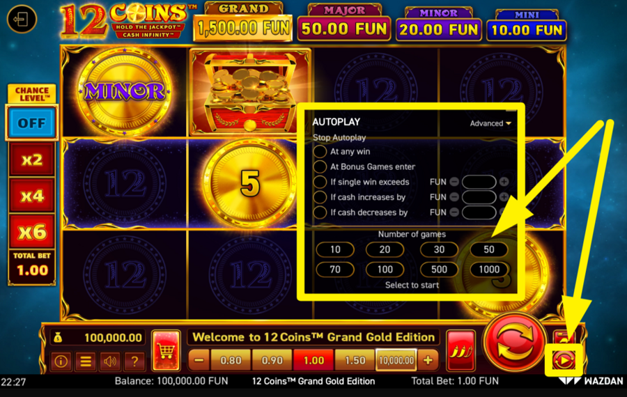 12 Coins Grand Gold Edition LANCEZ DES SPIN AUTOMATIQUES.