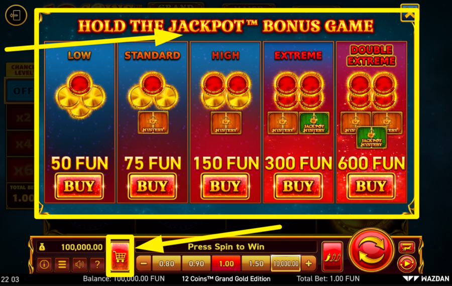 12 Coins Grand Gold Edition ACHETER UN JEU BONUS.