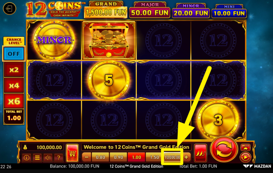 12 Coins Grand Gold Edition DÉFINIR LE PLUS GRAND CAP DE PARI.