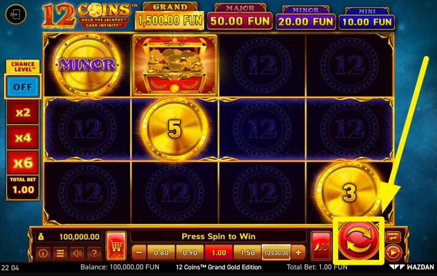 12 Coins Grand Gold Edition REJOIGNEZ LE SPINNING.