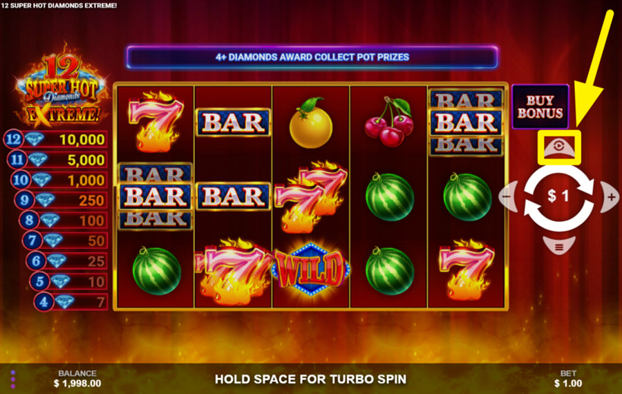 12 Super Hot Diamonds Extreme LANCEZ DES SPIN AUTOMATIQUES.