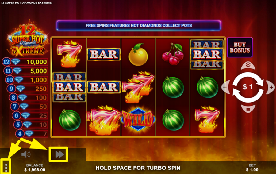 12 Super Hot Diamonds Extreme AMÉLIOREZ LE JEU.