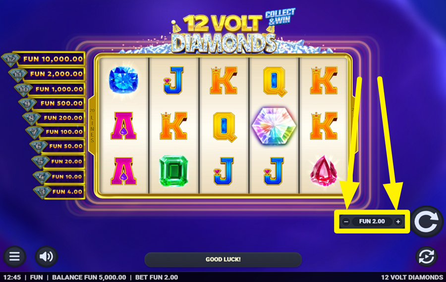 12 Volt Diamonds AJUSTA TU APUESTA.