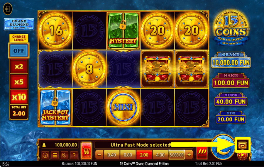 15 Coins Grand Diamond Edition АКТИВИРУЙТЕ ТУРБО-РЕЖИМ.