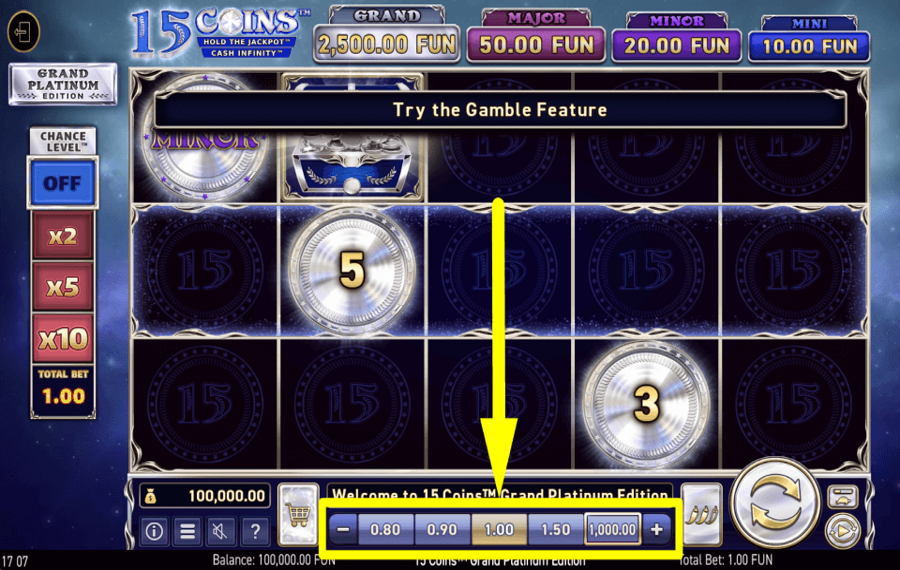 15 Coins Grand Platinum Edition FAI LA TUA SCOMMESSA.