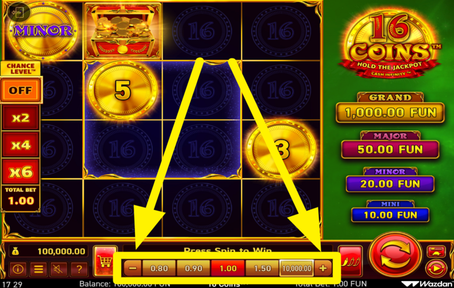 16 Coins PLATZIEREN SIE IHRE WETTE.