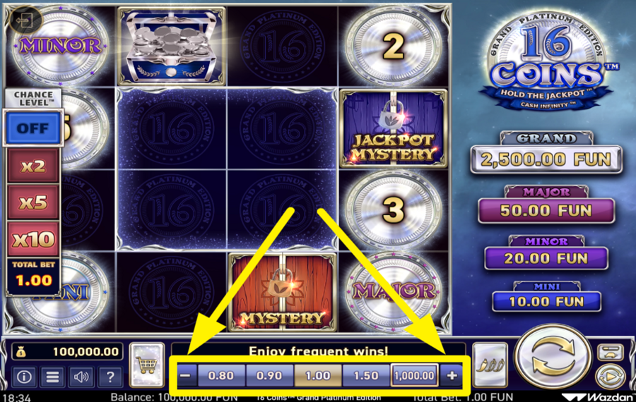 16 Coins Grand Platinum Edition BESTIMMEN SIE IHREN EINSATZ.