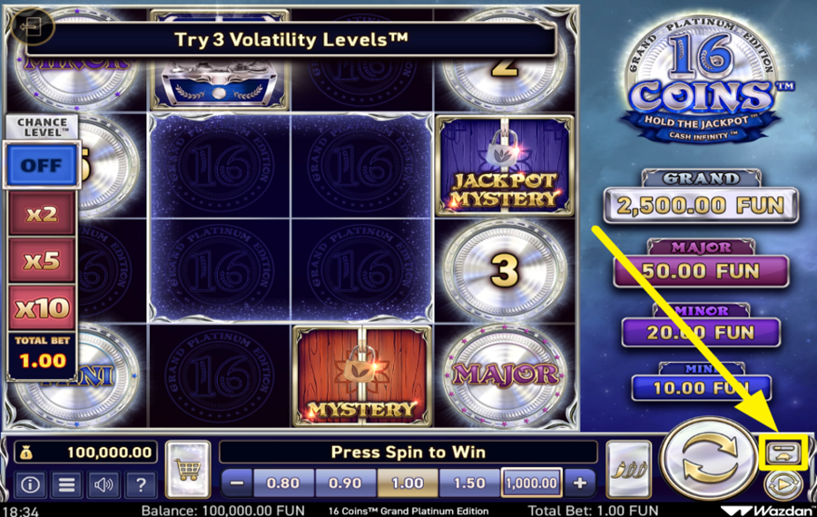 16 Coins Grand Platinum Edition ÄNDERN SIE DIE GESCHWINDIGKEIT.