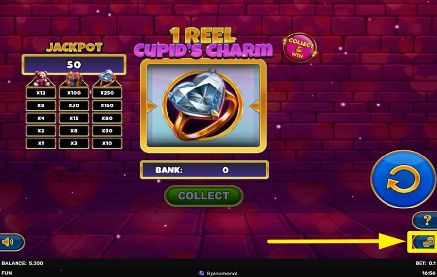 1 Reel Cupids Charm CHOOSE YOUR WAGER.