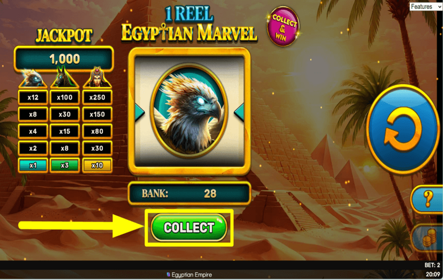 1 Reel Egyptian Marvel RÉCUPÉREZ VOS RÉCOMPENSES.