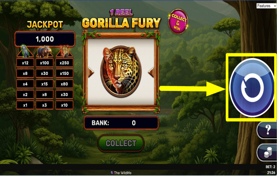 1 Reel Gorilla Fury ВРАЩАЙТЕ КАТУШКУ.