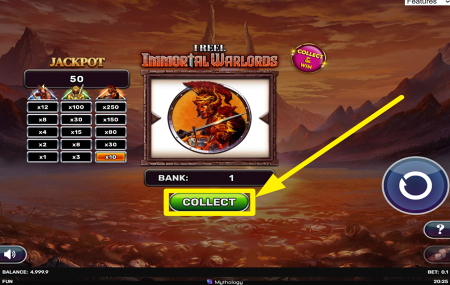 1 Reel Immortal Warlords ПОЛУЧИТЕ СВОЙ ВЫИГРЫШ.